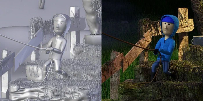 Jedoduchá low-poly postavička s kostrou